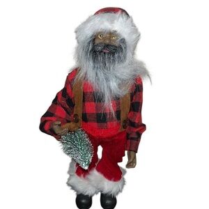 18” Black Brown Santa figure doll African American Christmas holiday decor